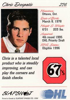 1995-96 Slapshot OHL #276 Chris Despatis Back