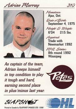 1995-96 Slapshot OHL #310 Adrian Murray Back