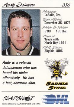 1995-96 Slapshot OHL #336 Andy Delmore Back