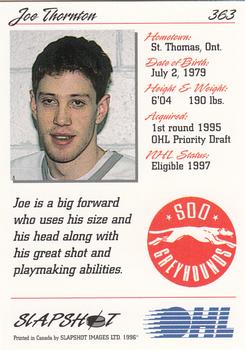 1995-96 Slapshot OHL #363 Joe Thornton Back