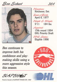 1995-96 Slapshot OHL #364 Ben Schust Back