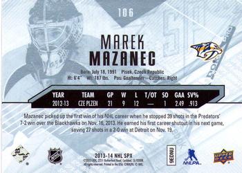 2013-14 SPx #106 Marek Mazanec Back