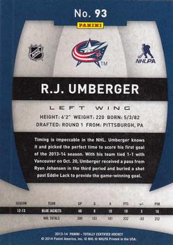 2013-14 Panini Totally Certified #93 R.J. Umberger Back