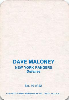 1977-78 Topps - Glossy Inserts (Rounded Corners) #10 Dave Maloney Back