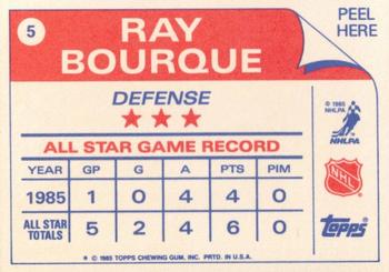 1985-86 Topps - Stickers #5 Ray Bourque Back