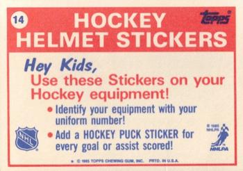 1985-86 Topps - Stickers #14 Buffalo Sabres Back