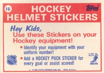 1985-86 Topps - Stickers #16 Pittsburgh Penguins Back
