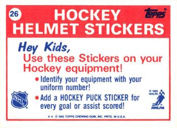 1985-86 Topps - Stickers #26 Philadelphia Flyers Back