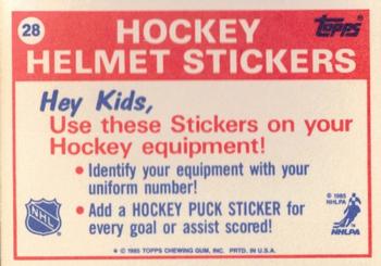 1985-86 Topps - Stickers #28 St. Louis Blues Back