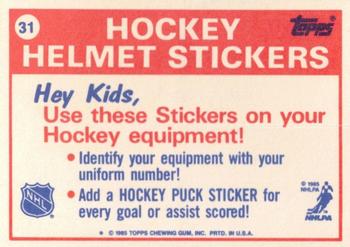 1985-86 Topps - Stickers #31 Boston Bruins Back