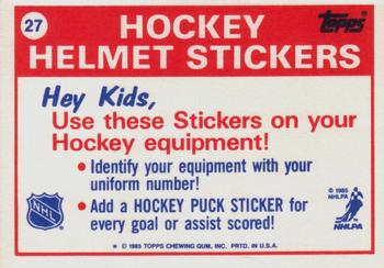 1985-86 Topps - Stickers #27 New Jersey Devils Back