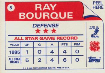1985-86 Topps - Stickers #5 Ray Bourque Back