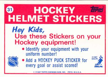 1987-88 Topps - Stickers #31 Boston Bruins Back
