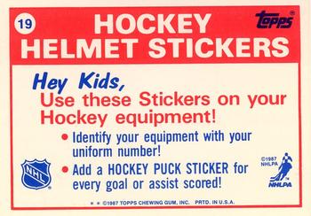 1987-88 Topps - Stickers #19 Winnipeg Jets Back