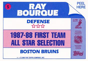 1988-89 Topps - Stickers #5 Ray Bourque Back