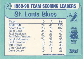 1990-91 Topps - Team Scoring Leaders #2 Brett Hull Back