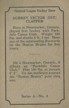 1933-34 O-Pee-Chee (V304A) #8 Aubrey Victor Clapper Back