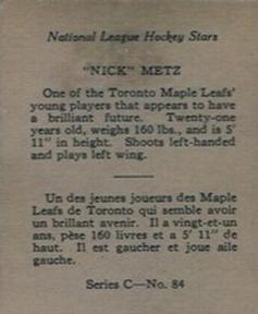 1935-36 O-Pee-Chee (V304C) #84 Nick Metz Back