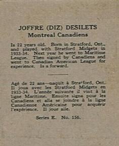 1937-38 O-Pee-Chee (V304E) #156 Joffre Desilets Back