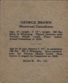 1937-38 O-Pee-Chee (V304E) #157 George Brown Back