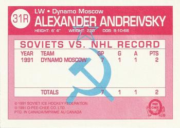 1991-92 O-Pee-Chee - Sharks & Russians Inserts #31R Alexander Andreivsky Back