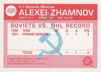1991-92 O-Pee-Chee - Sharks & Russians Inserts #48R Alexei Zhamnov Back
