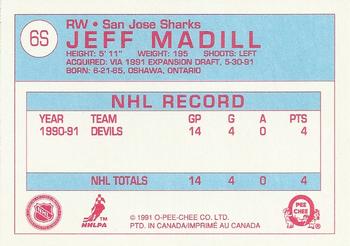 1991-92 O-Pee-Chee - Sharks & Russians Inserts #6S Jeff Madill Back