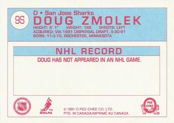 1991-92 O-Pee-Chee - Sharks & Russians Inserts #9S Doug Zmolek Back