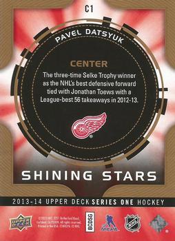 2013-14 Upper Deck - Shining Stars Centers #C1 Pavel Datsyuk Back