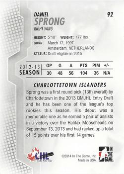 2013-14 In The Game Heroes and Prospects #92 Daniel Sprong Back