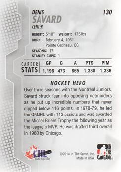 2013-14 In The Game Heroes and Prospects #130 Denis Savard Back