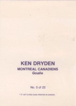 1977-78 O-Pee-Chee - Glossy Inserts (Square Corners) #5 Ken Dryden Back