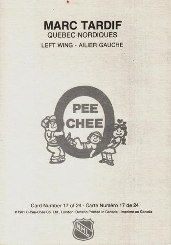 1980-81 O-Pee-Chee Super #17 Marc Tardif Back
