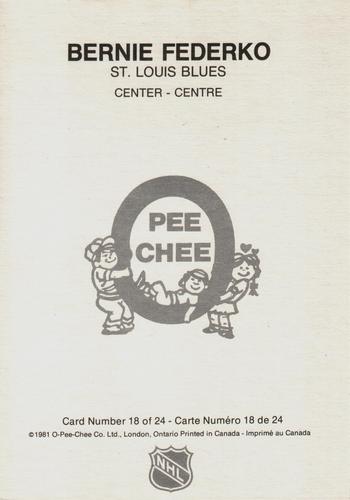 1980-81 O-Pee-Chee Super #18 Bernie Federko Back