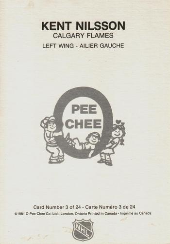 1980-81 O-Pee-Chee Super #3 Kent Nilsson Back