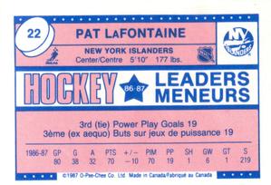 1987-88 O-Pee-Chee Minis #22 Pat LaFontaine Back