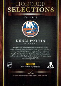2013-14 Panini Select - Honored Selections #HS-15 Denis Potvin Back