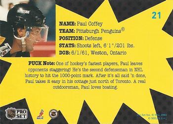 1991-92 Pro Set PUCK #21 Paul Coffey Back