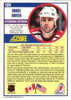 1990-91 Score Canadian #109 Bruce Driver Back