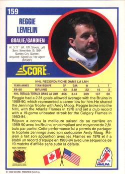 1990-91 Score Canadian #159 Reggie Lemelin Back