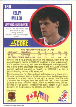 1990-91 Score Canadian #168 Kelly Miller Back