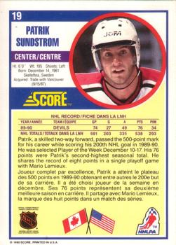 1990-91 Score Canadian #19 Patrik Sundstrom Back