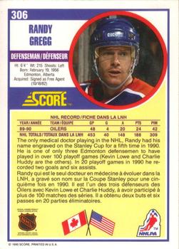 1990-91 Score Canadian #306 Randy Gregg Back
