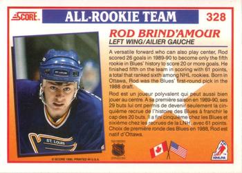 1990-91 Score Canadian #328 Rod Brind'Amour Back