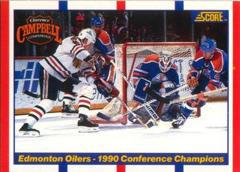1990-91 Score Canadian #369 Edmonton Oilers 1990 Conference Champions Front