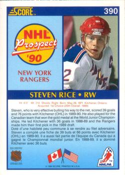 1990-91 Score Canadian #390 Steven Rice Back