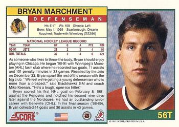 1991-92 Score Rookie and Traded #56T Bryan Marchment Back