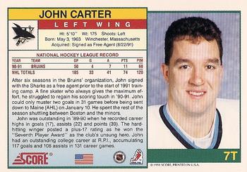 1991-92 Score Rookie and Traded #7T John Carter Back