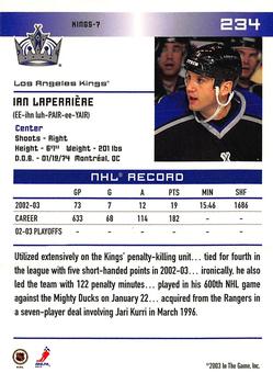 2003-04 In The Game Action - NHL All-Star FANtasy Team Sets #234 Ian Laperriere Back