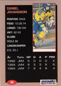 1995 Semic Globe VM (Swedish) #56 Daniel Johansson Back